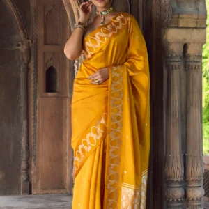 Eraya Mustard Gold Banarasi Saree