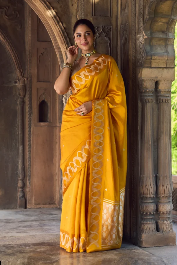 Eraya Mustard Gold Banarasi Saree