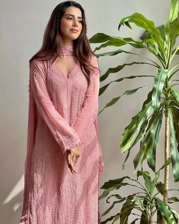 eraya chikankari pink suit