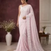 Eraya Chikankari Pink Saree